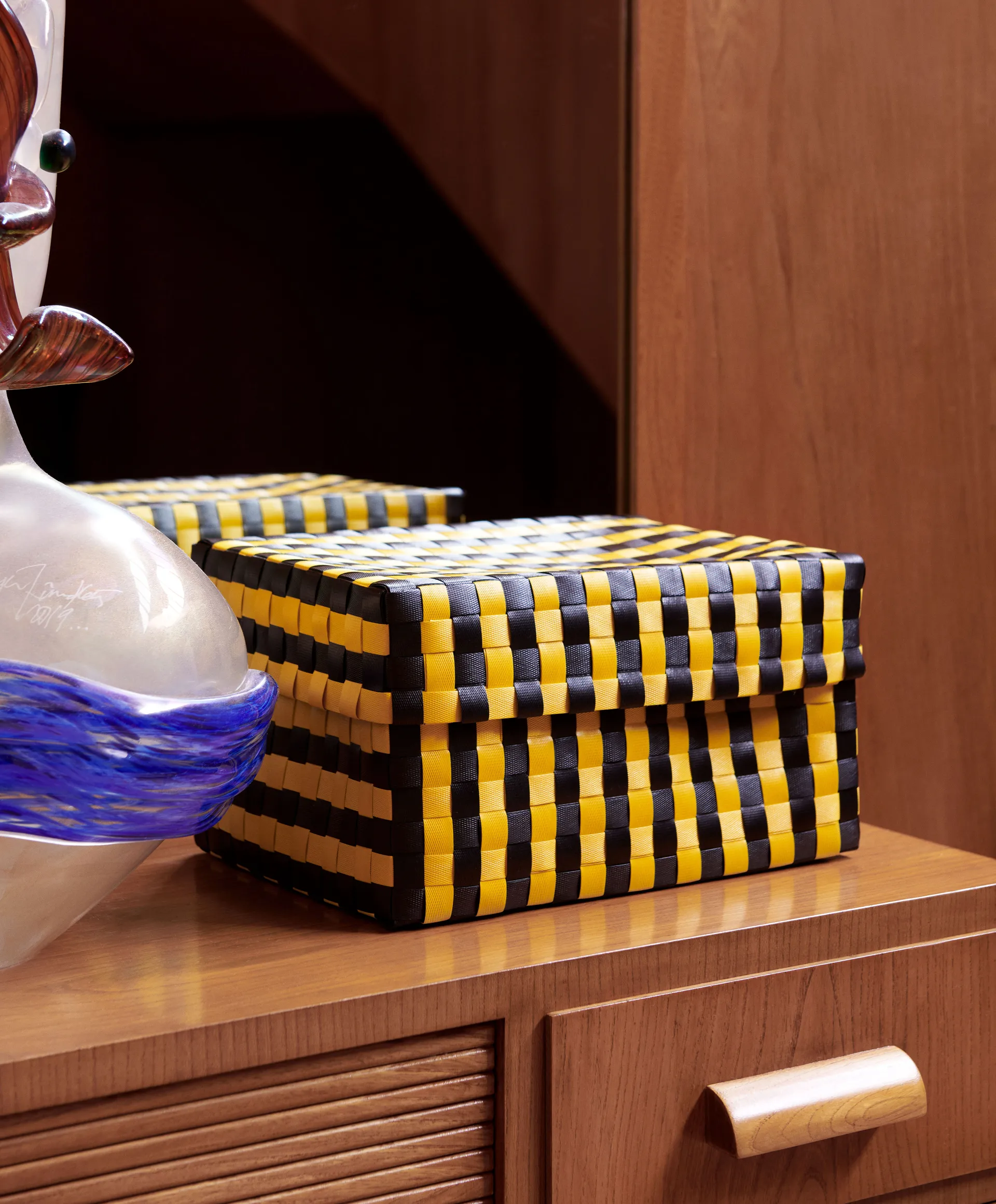 Caixa de arrumação Maxim Stripe Box S 21x30 cm, Amarelo-preto HAY