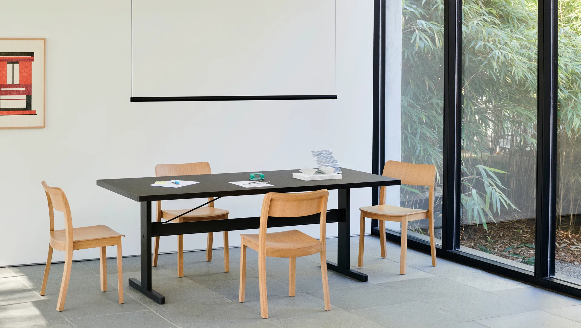 Candeeiro de teto Factor Linear Suspension 1500 Diffused, Soft black HAY