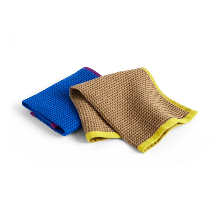 Canteen pano da loiça 31x31 cm, pack de 2 - Azul/fúcsia-bege/amarelo  - HAY