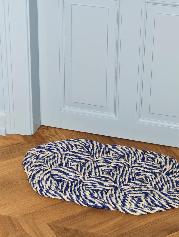 Coco tapete de entrada 40x80 cm, Azul espiral-branco sujo HAY