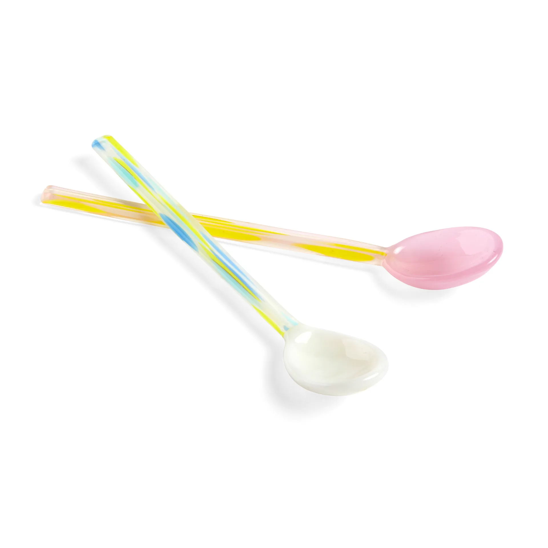 Colher de vidro Flat, 2 un., light pink-white HAY