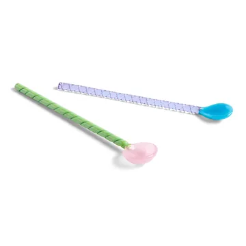 Colher de vidro Twist, 2 un. - turquoise-light pink - HAY