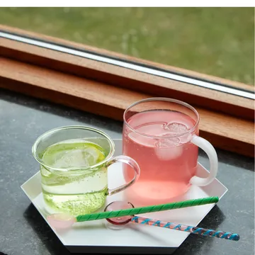 Colher de vidro Twist, 2 un. - turquoise-light pink - HAY