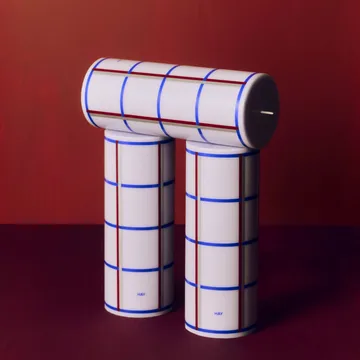 Column Candle bloco de vela médio 20 cm - Azul-claro, azul, bordeaux e prata - HAY