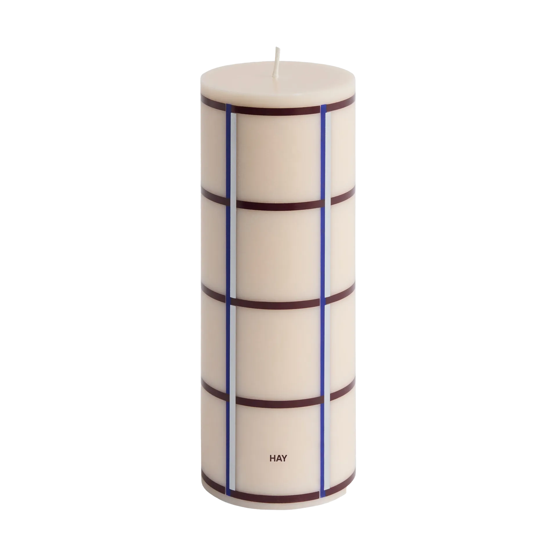 Column Candle bloco de vela médio 20 cm, Branco sujo-vinho escuro-azul-prata HAY