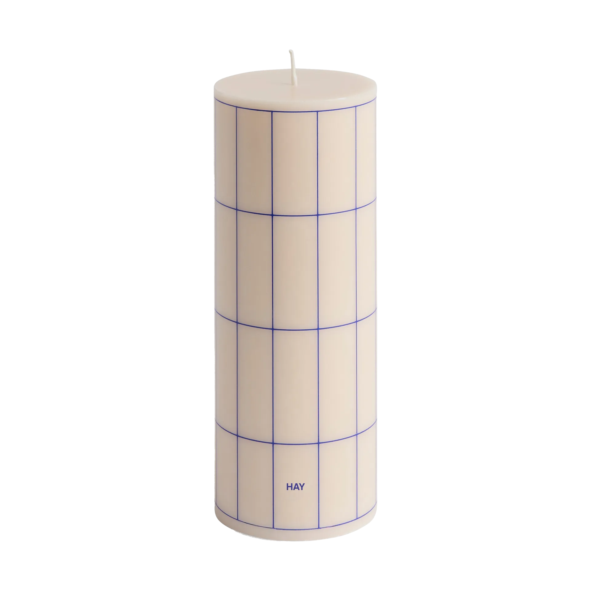 Column Candle bloco de vela médio 20 cm, Branco sujo-xadrez de grid azul HAY