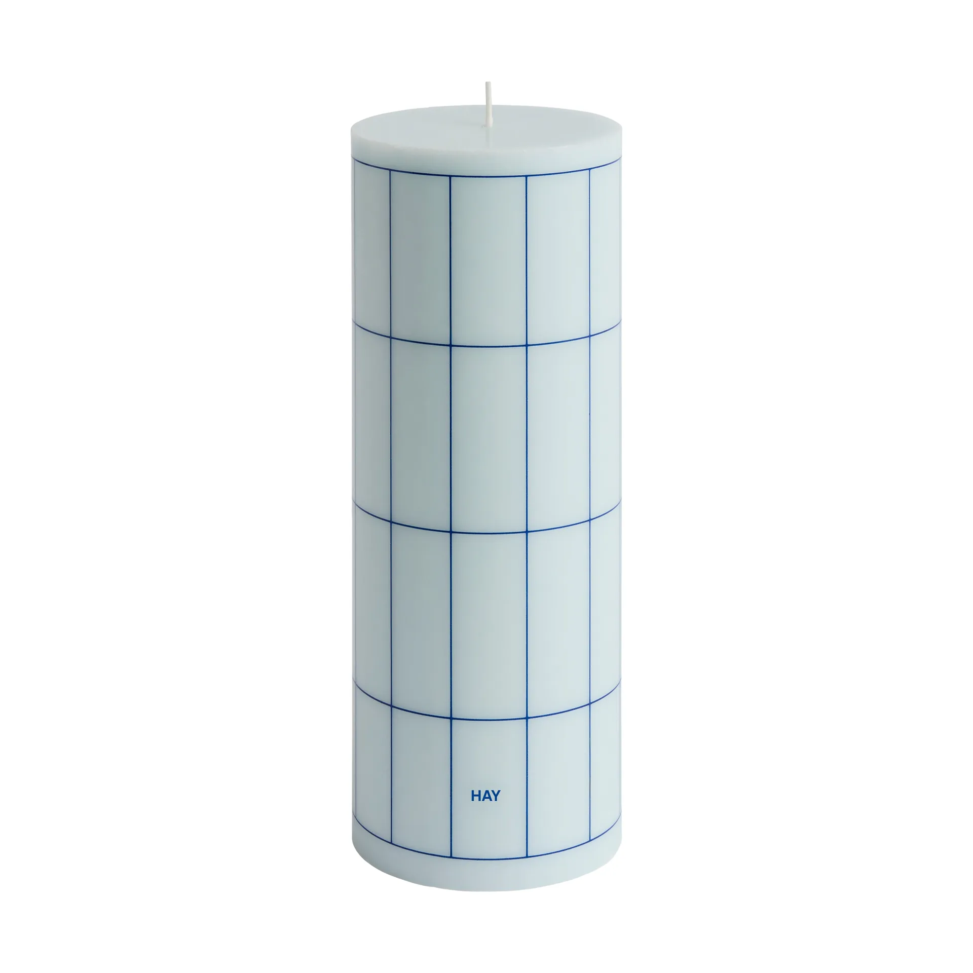 Column Candle vela em bloco grande 25 cm , Azul claro-xadrez de grid azul HAY