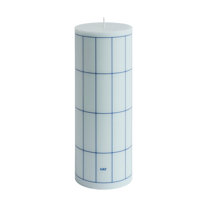 Column Candle vela em bloco grande 25 cm  - Azul claro-xadrez de grid azul - HAY