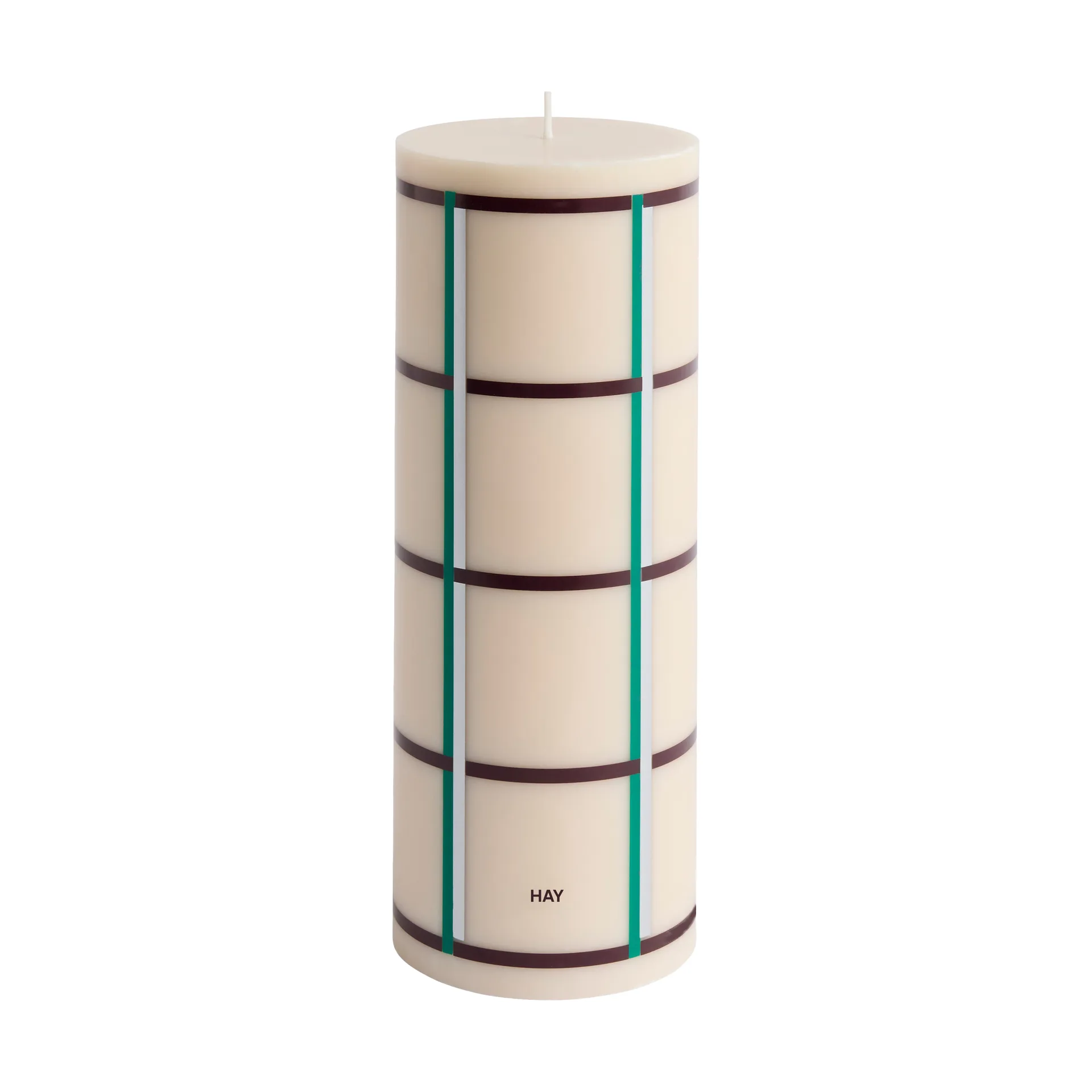 Column Candle vela em bloco grande 25 cm , Branco sujo-vinho verde escuro-prata HAY