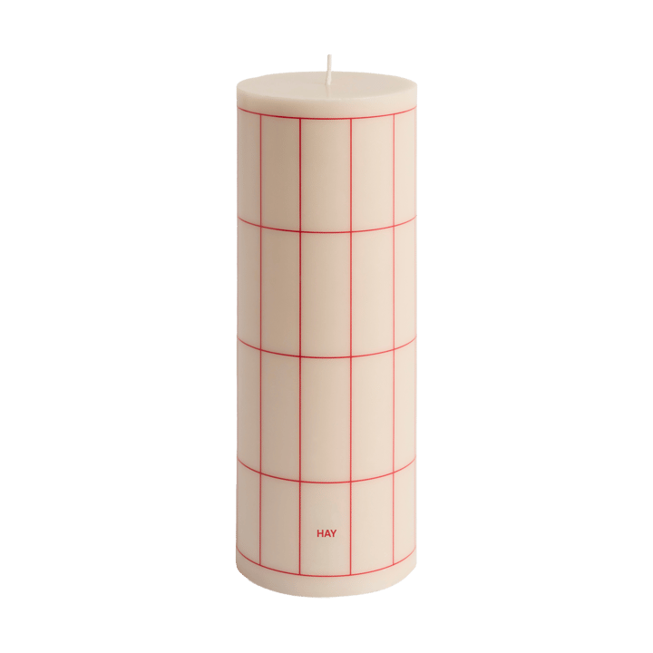 Column Candle vela em bloco grande 25 cm  - Branco sujo-xadrez de grid vermelho - HAY