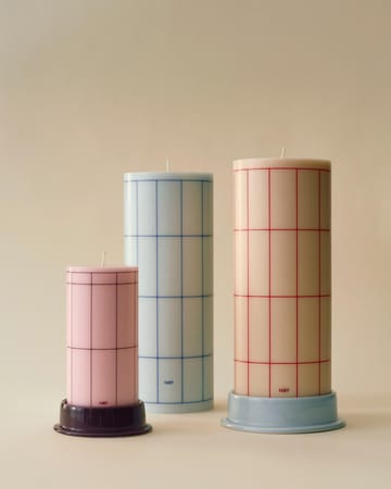 Column Candle vela em bloco grande 25 cm  - Branco sujo-xadrez de grid vermelho - HAY