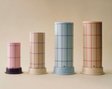 Column Candle vela em bloco grande 25 cm  - Branco sujo-xadrez de grid vermelho - HAY