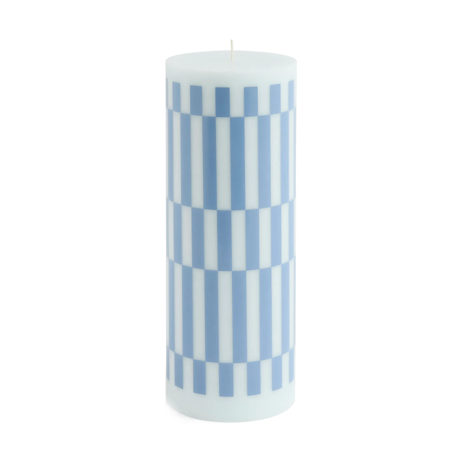Column Candle vela em bloco grande 25 cm , Light blue-dusty blue check HAY
