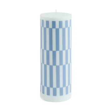 Column Candle vela em bloco grande 25 cm  - Light blue-dusty blue check - HAY