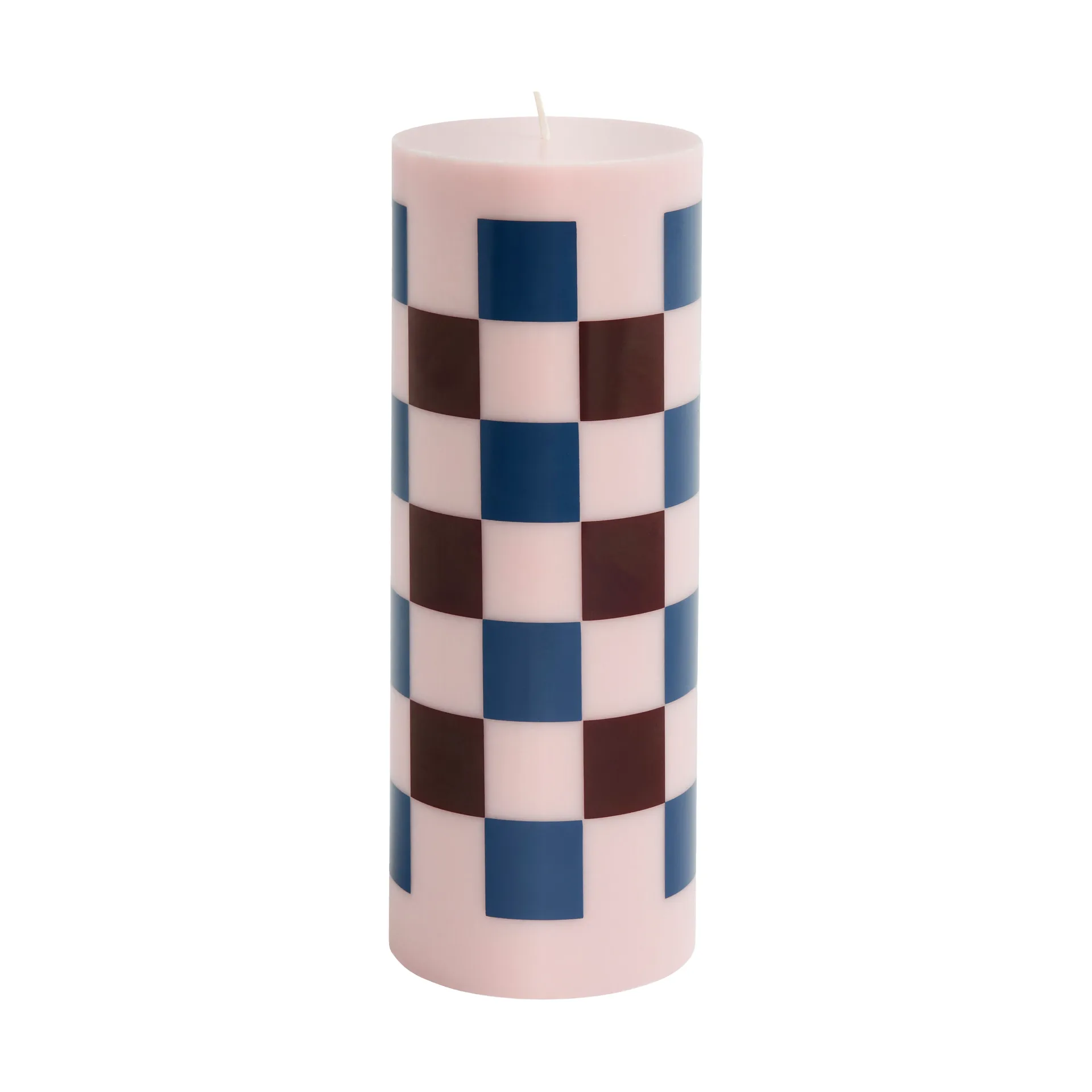 Column Candle vela em bloco grande 25 cm , Pink-bordeaux-dark blue check HAY