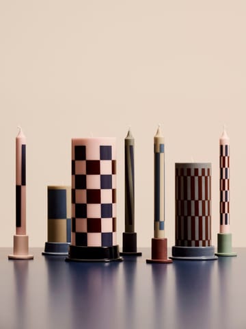 Column Candle vela em bloco grande 25 cm  - Pink-bordeaux-dark blue check - HAY
