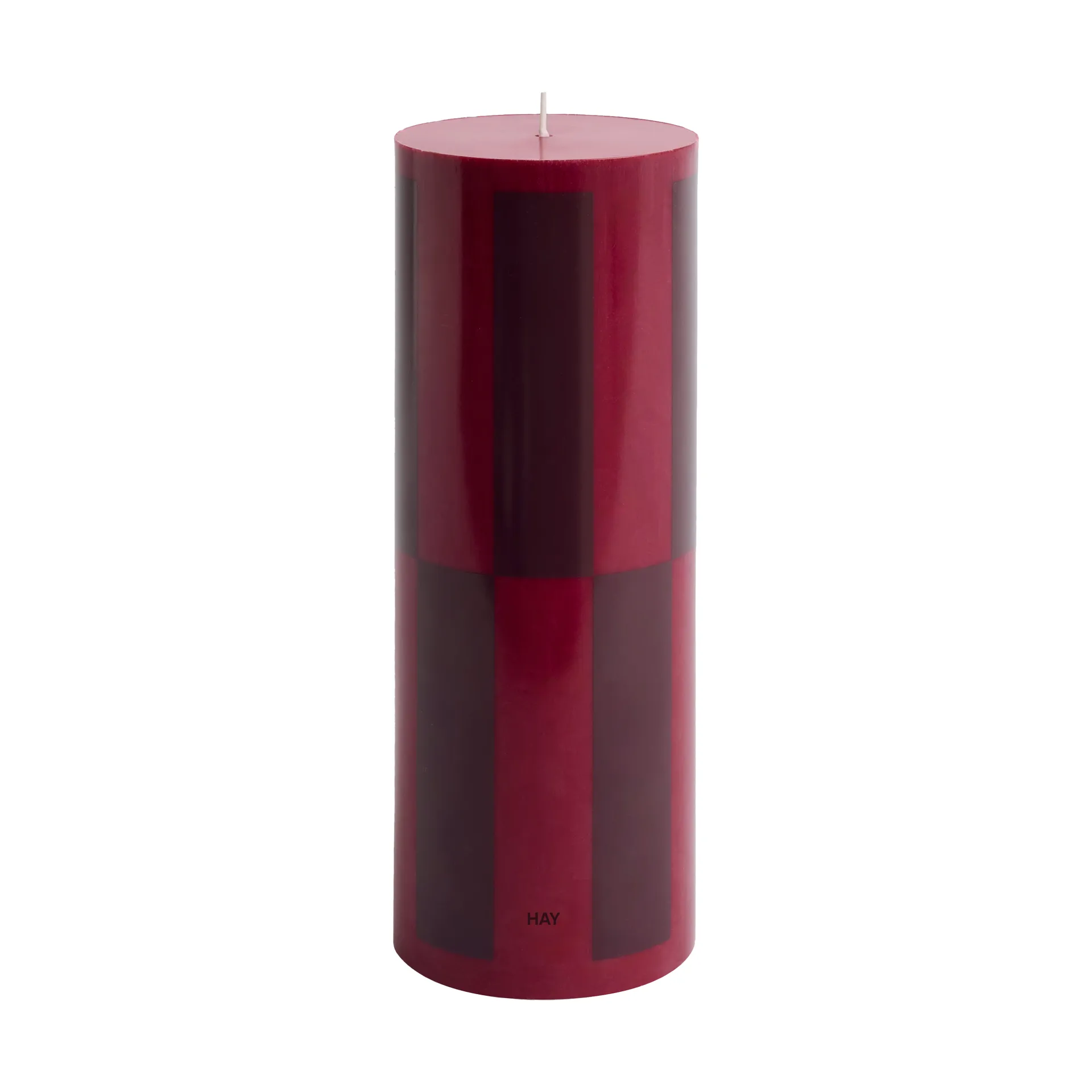 Column Candle vela em bloco grande 25 cm , Vinho-xadrez grande em vinho escuro HAY