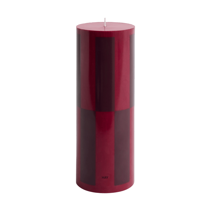Column Candle vela em bloco grande 25 cm  - Vinho-xadrez grande em vinho escuro - HAY