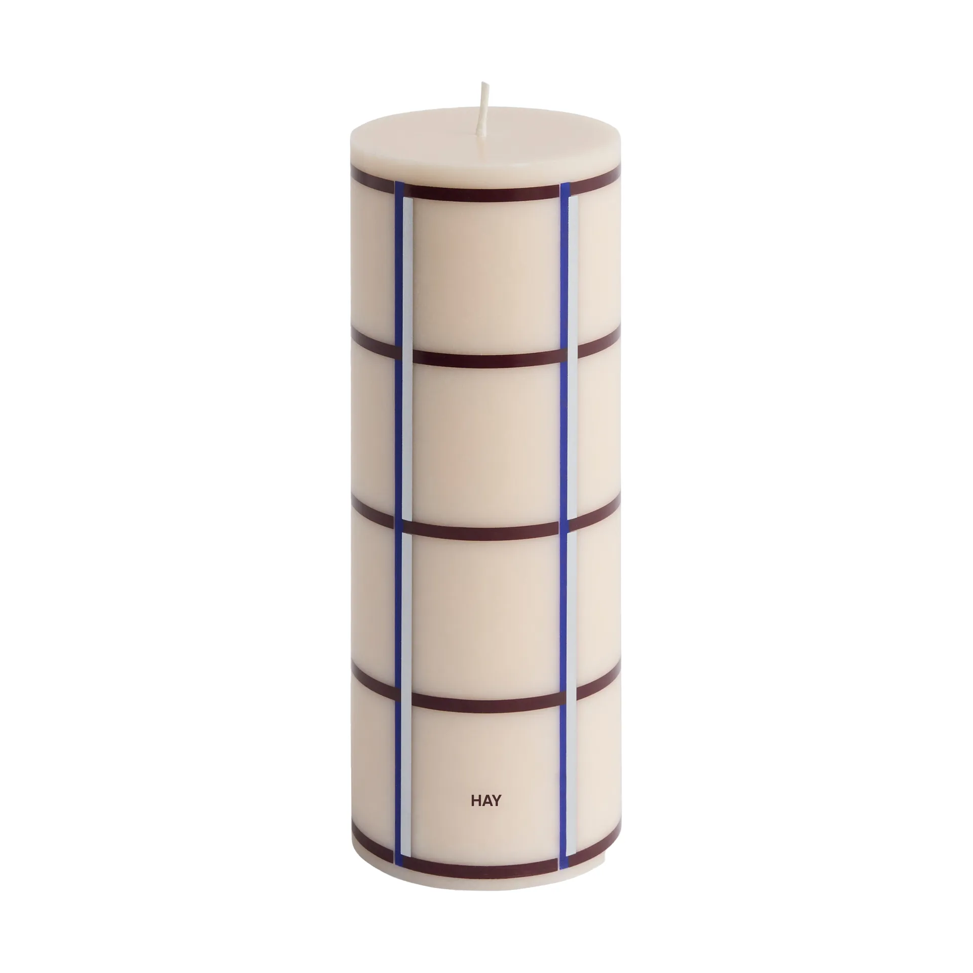 Column Candle vela em bloco média 20 cm , Branco sujo-vinho escuro-azul-prata HAY