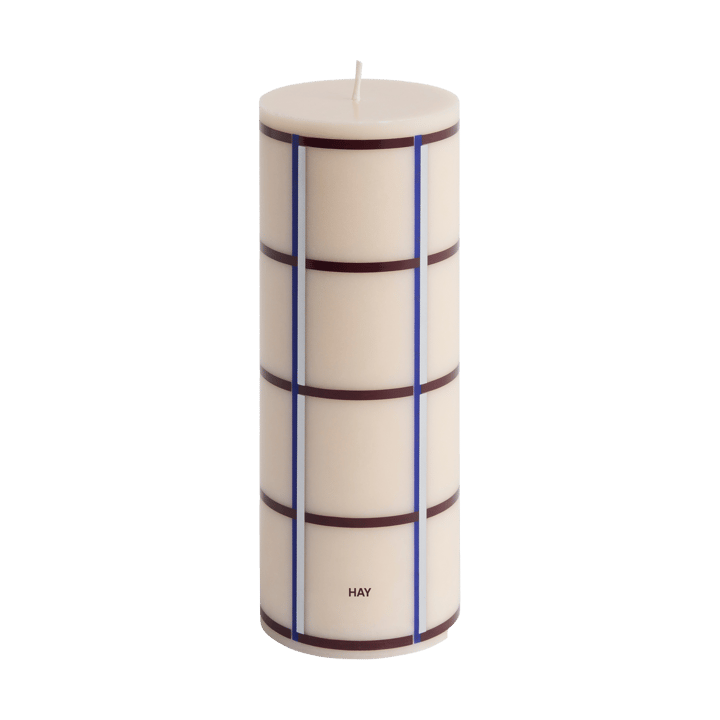 Column Candle vela em bloco média 20 cm  - Branco sujo-vinho escuro-azul-prata - HAY