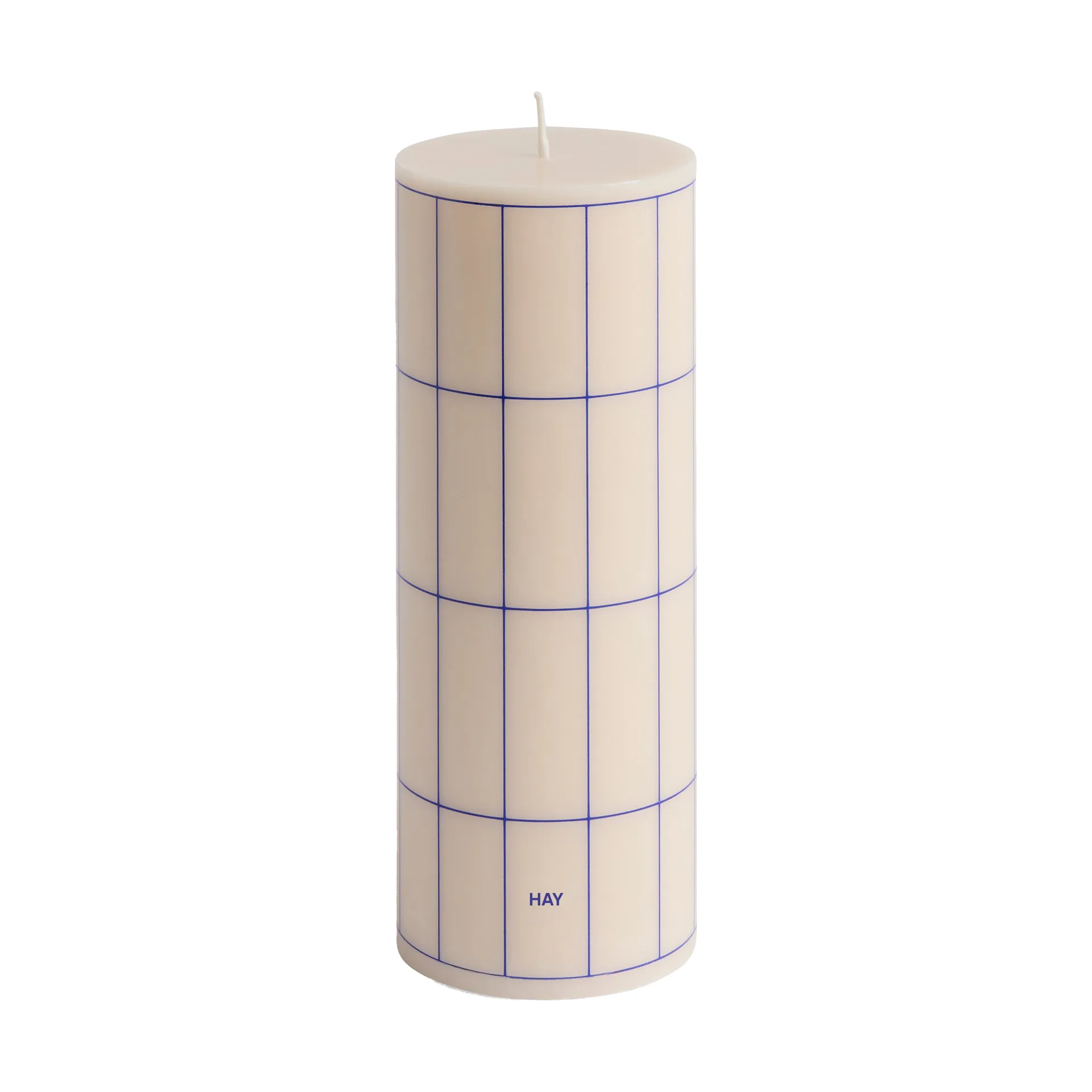 Column Candle vela em bloco média 20 cm , Branco sujo-xadrez de grid azul HAY