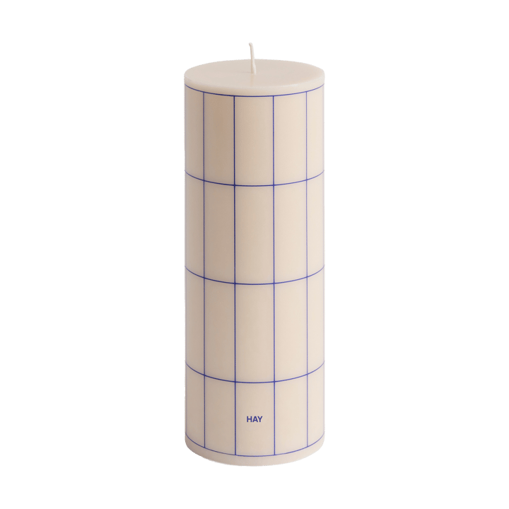 Column Candle vela em bloco média 20 cm  - Branco sujo-xadrez de grid azul - HAY