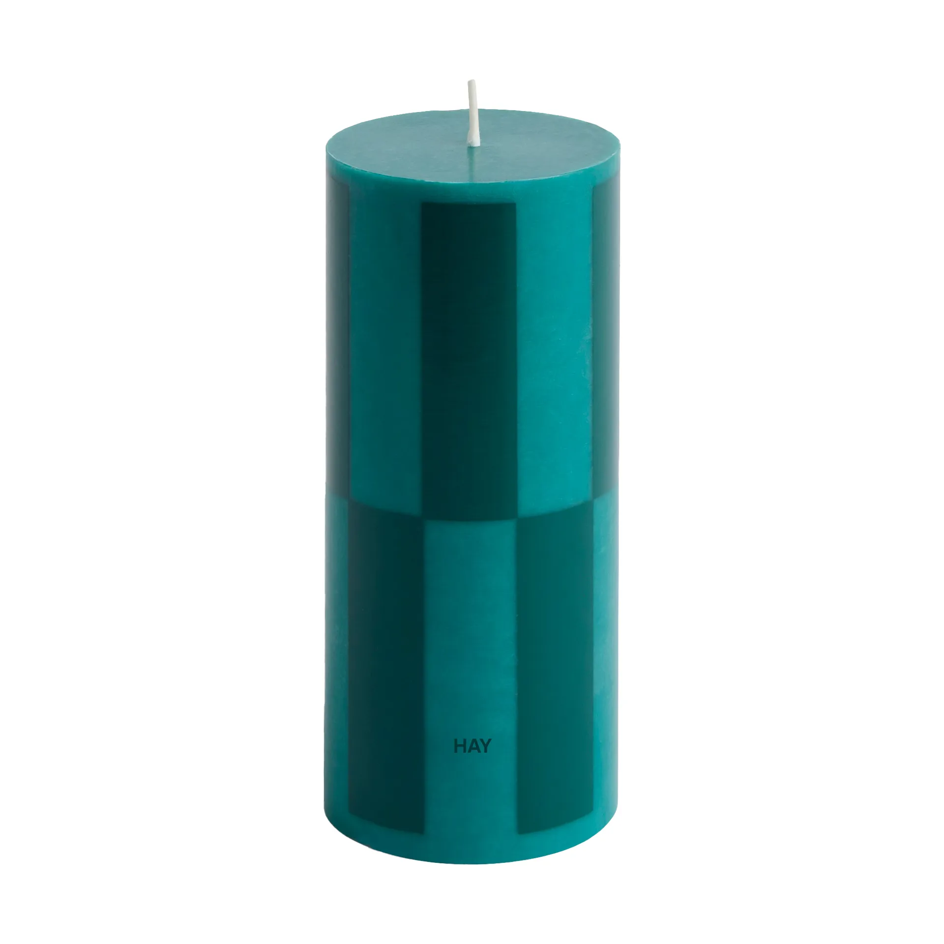 Column Candle vela em bloco pequeno 15 cm , Verde-xadrez grande em verde escuro HAY