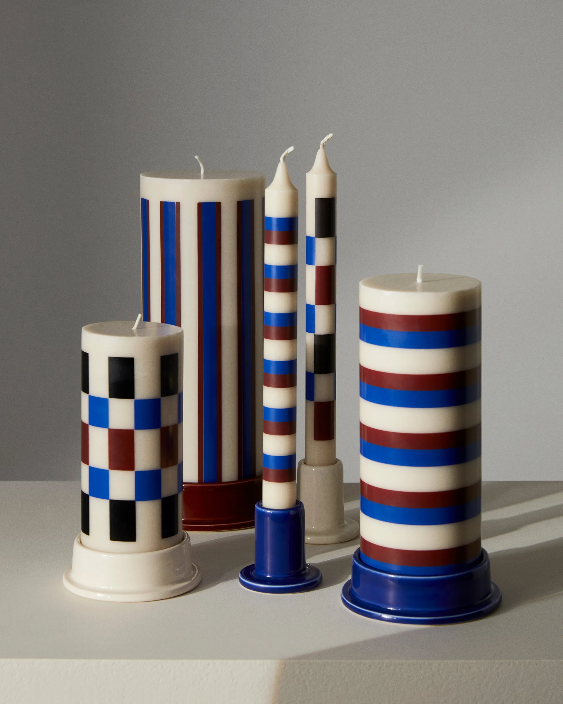 Column Candle vela grande 25 cm, Off white-castanho-azul  HAY