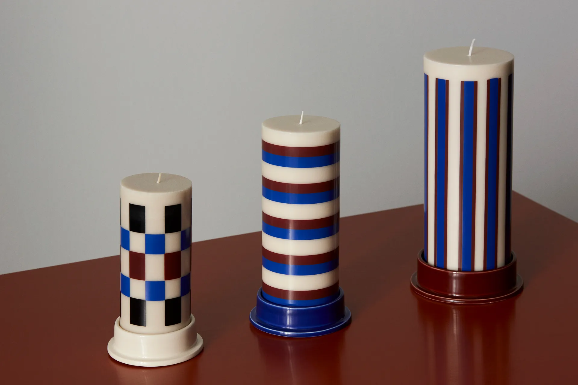 Column Candle vela grande 25 cm, Off white-castanho-azul  HAY