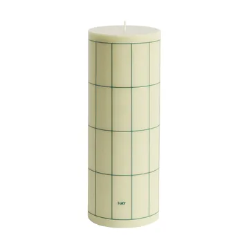 Column Candle vela grande 25 cm - Verde‑claro com padrão de quadrícula verde‑escuro - HAY