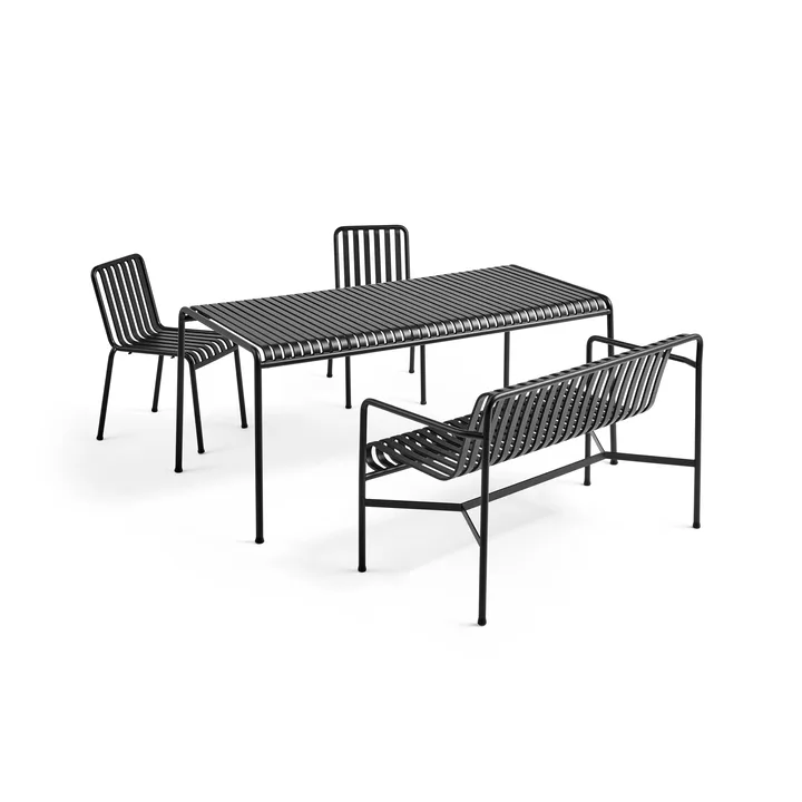 Conjunto de jantar Palissade 2 cadeiras + banco 170x90 cm - Anthracite - HAY