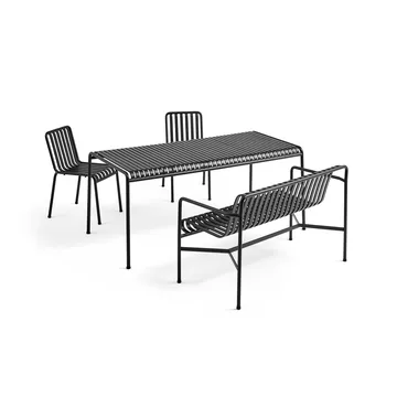Conjunto de jantar Palissade 2 cadeiras + banco 170x90 cm - Anthracite - HAY