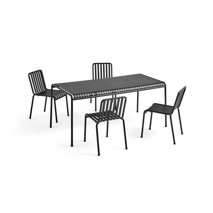 Conjunto de jantar Palissade 4 cadeiras 170x90 cm - Anthracite - HAY