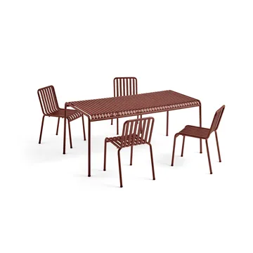 Conjunto de jantar Palissade 4 cadeiras 170x90 cm - Iron red - HAY