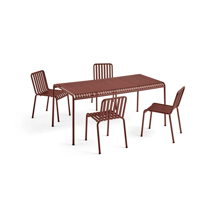 Conjunto de jantar Palissade 4 cadeiras 170x90 cm - Iron red - HAY