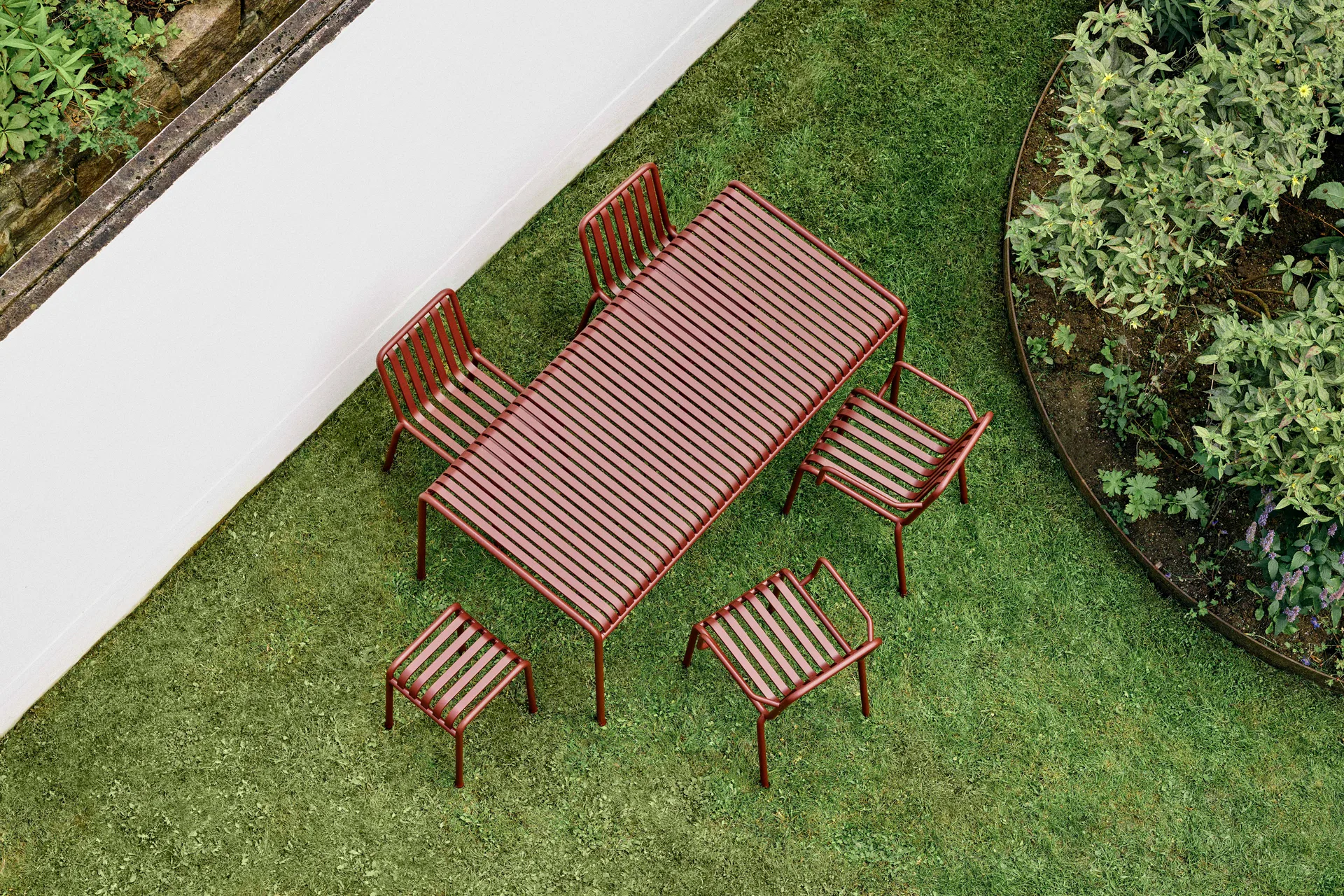 Conjunto de jantar Palissade 4 cadeiras 170x90 cm - Iron red,  HAY
