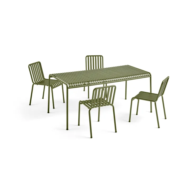 Conjunto de jantar Palissade 4 cadeiras 170x90 cm - Olive - HAY
