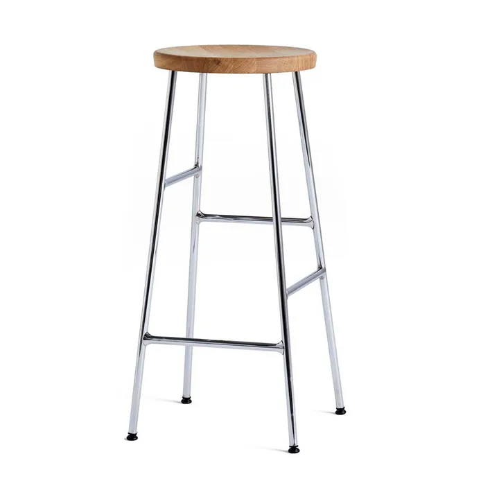 Cornet banco de bar redondo 75 cm - Oiled oak-chrome - HAY
