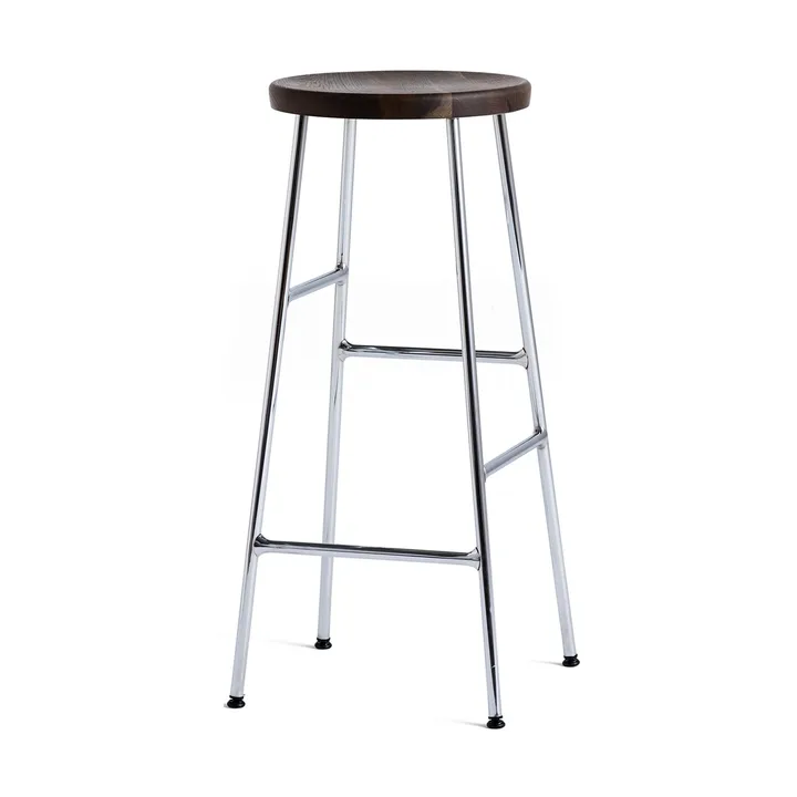 Cornet banco de bar redondo 75 cm - Smoked oiled oak-chrome - HAY