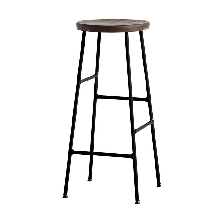 Cornet banco de bar redondo 75 cm - Smoked oiled oak-soft black - HAY