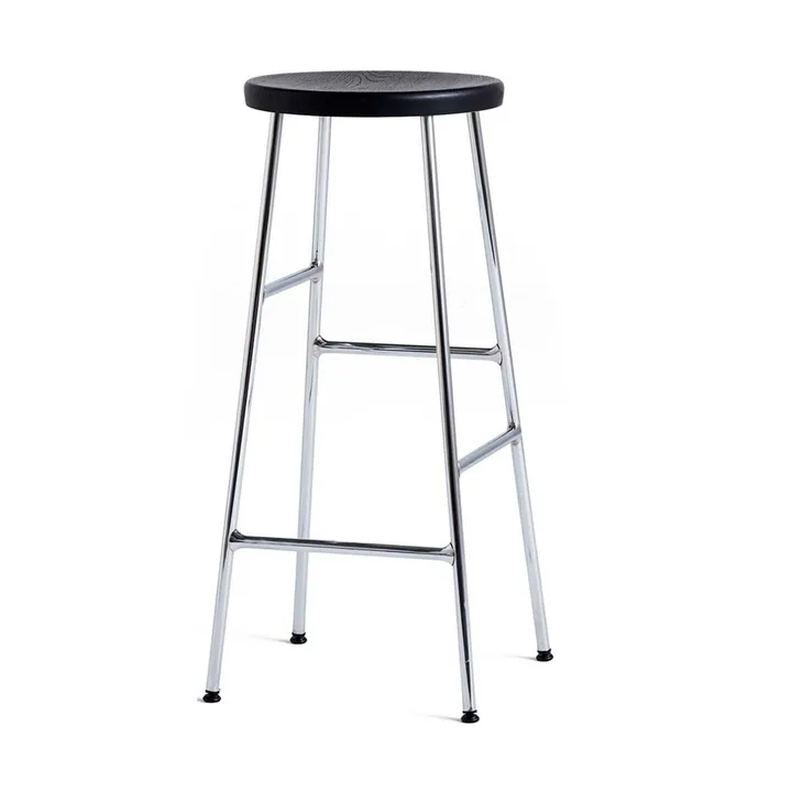 Cornet banco de bar redondo 75 cm - Soft black oak-chrome - HAY