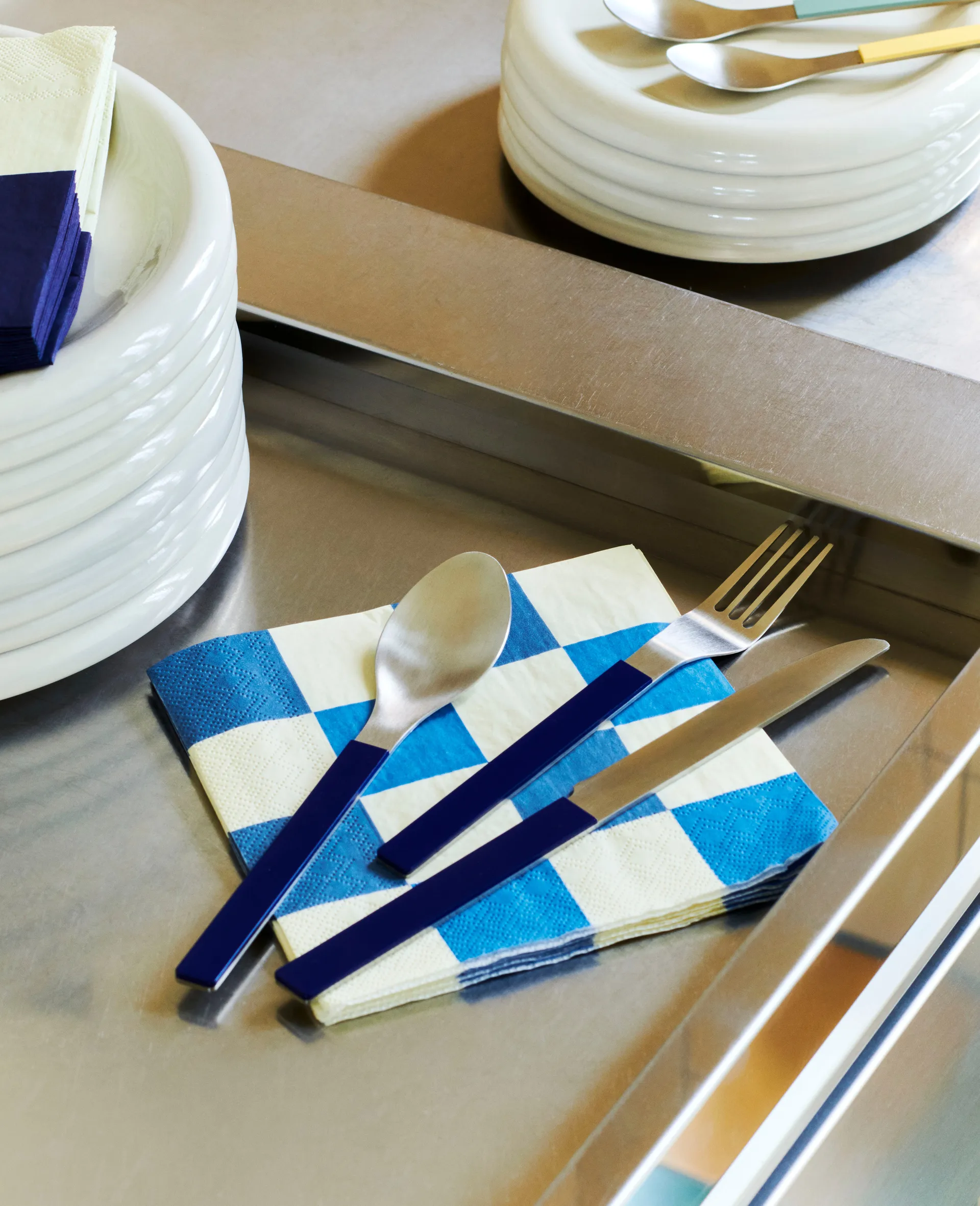 Guardanapo Pattern Dinner Check 40x40 cm, conjunto de 20, Off white-blues M HAY