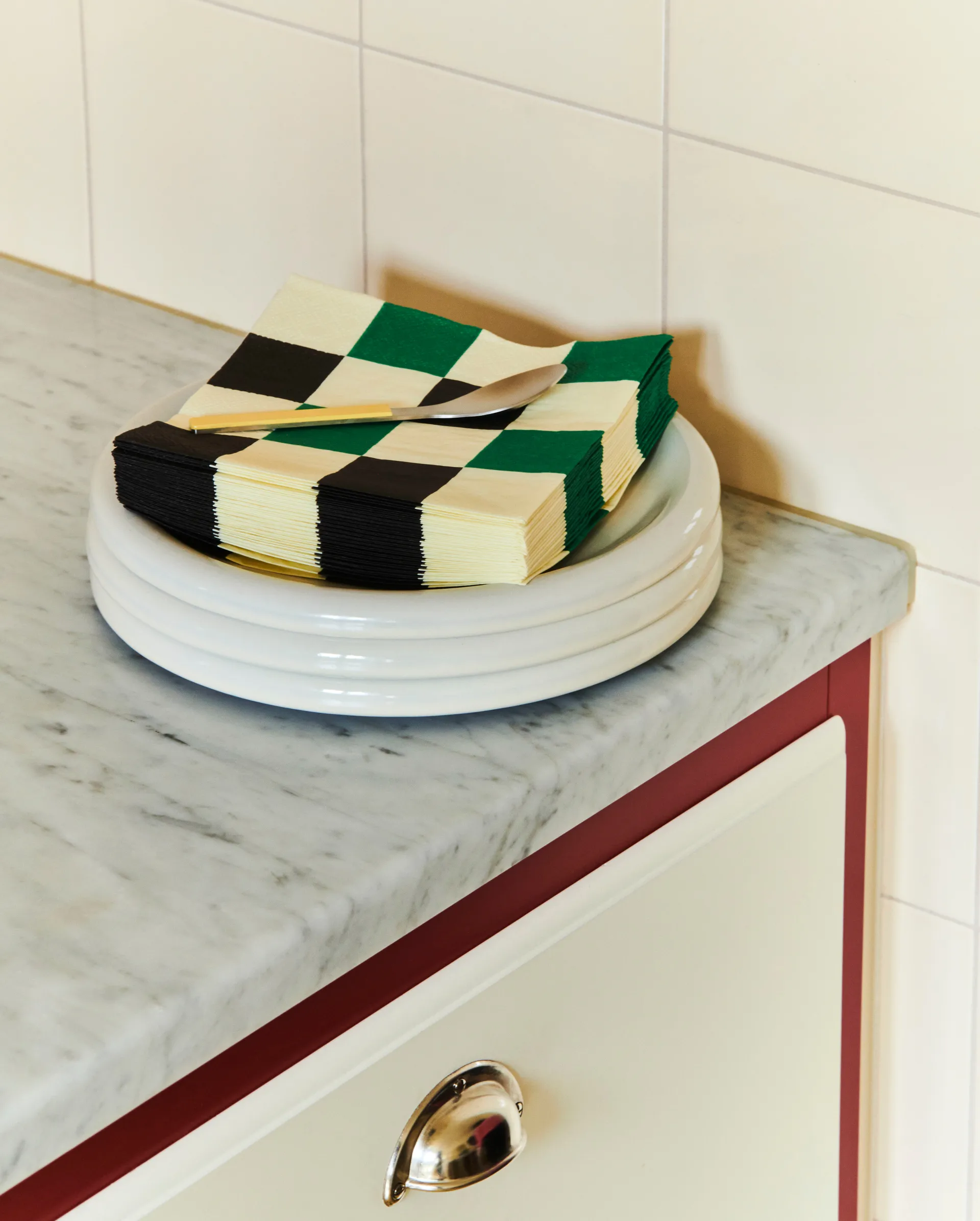 Guardanapo Pattern Lunch Check 33x33 cm, conjunto de 20, Off white-green-black M HAY