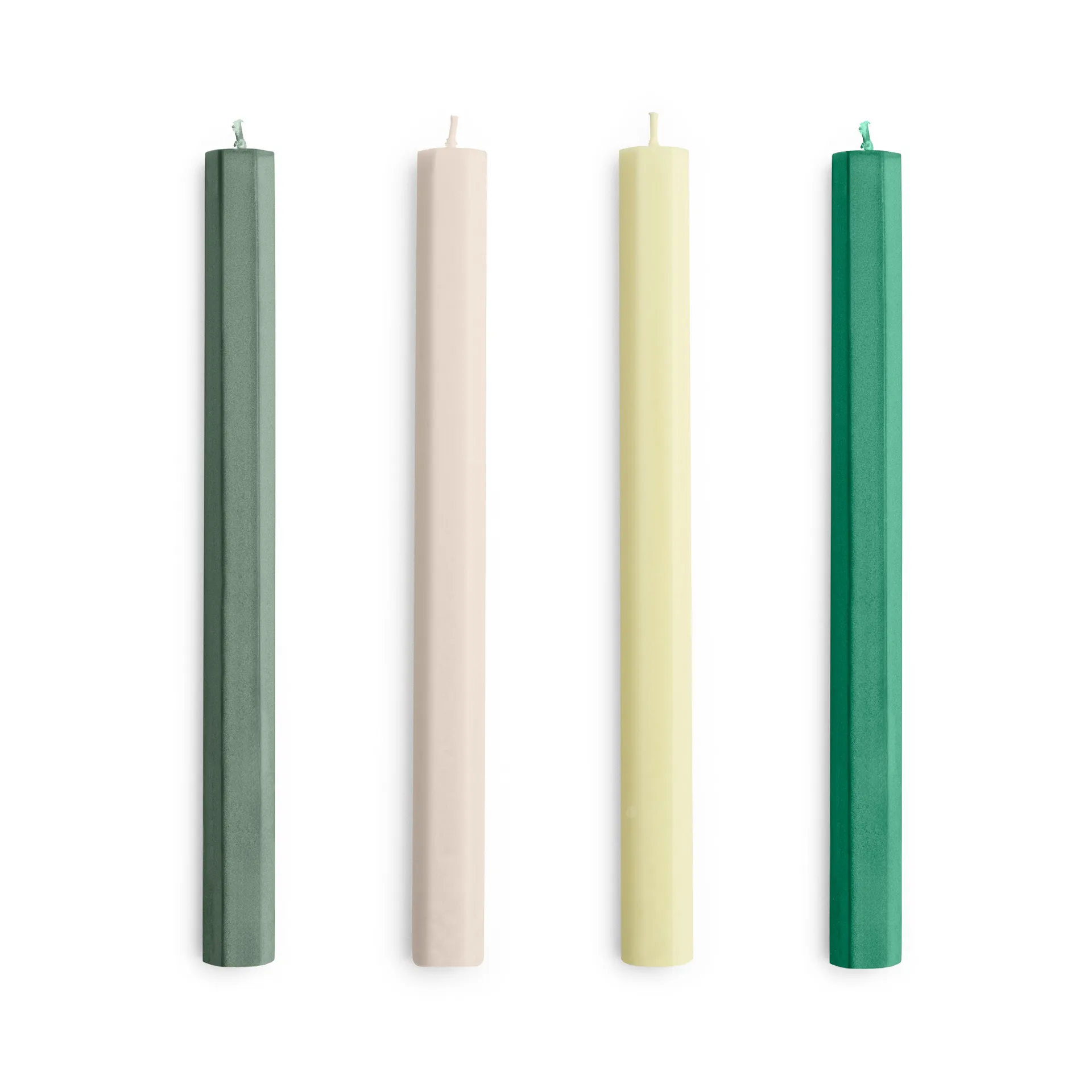 Hexagon Candle conjunto de velas mix 4-unidades, Verde-branco HAY