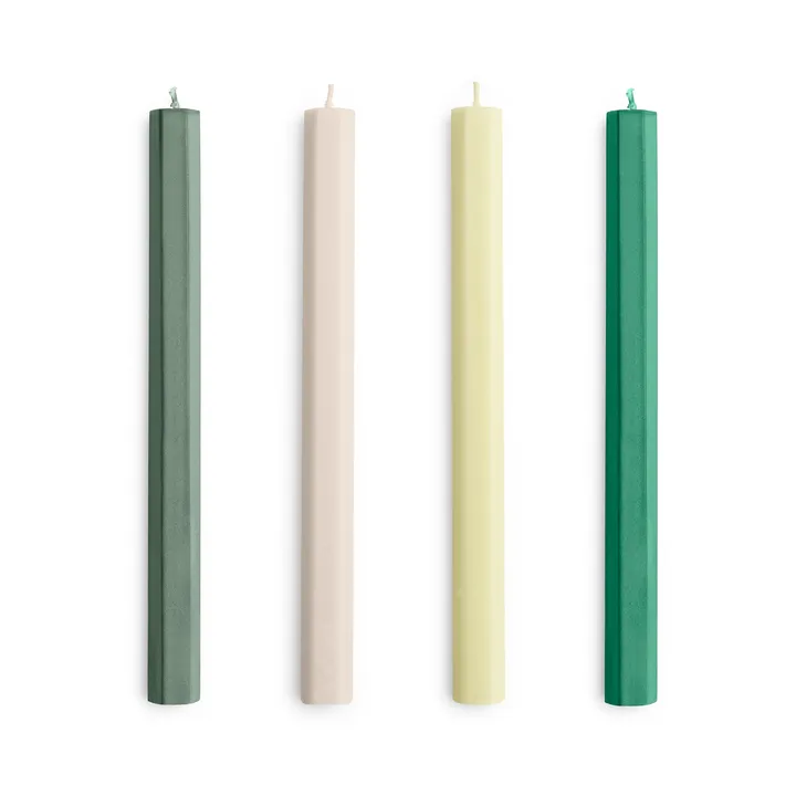 Hexagon Candle conjunto de velas mix 4-unidades - Verde-branco - HAY