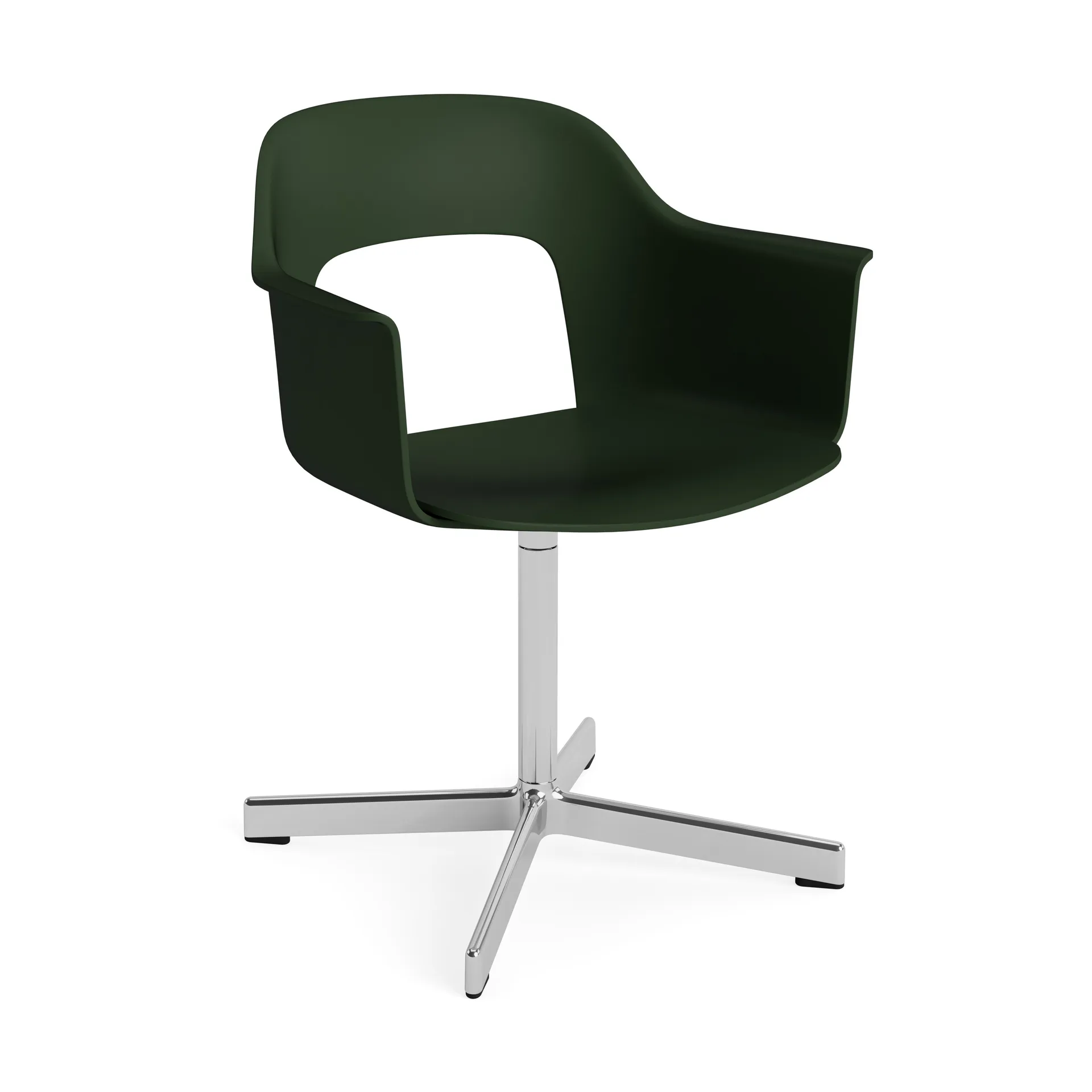 Layout Armchair 231 cadeira com braços, Bottle green-polerad alumínio base giratória 4 estrelas HAY