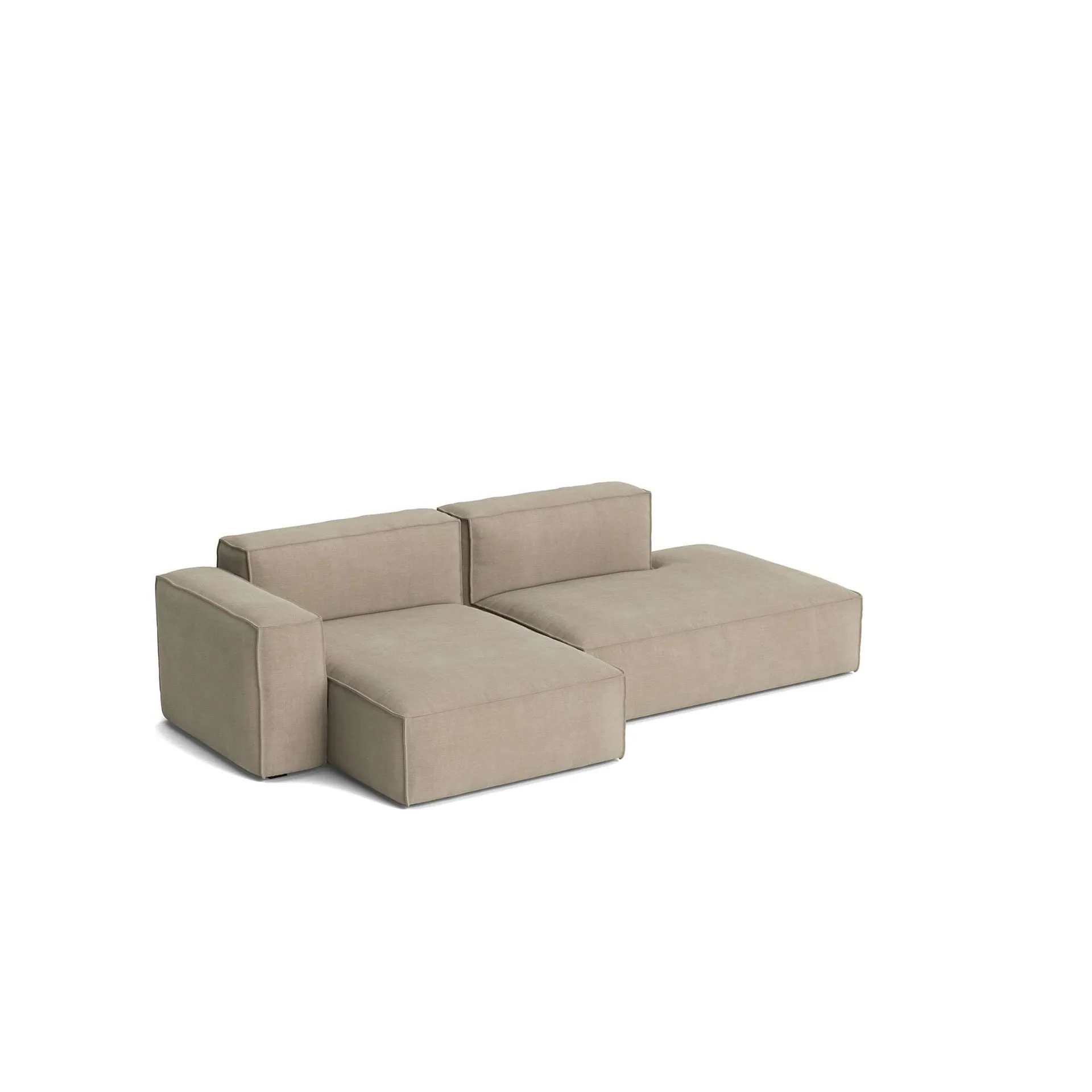 Mags Soft Low Armrest sofá 2,5 lugares combinação 3, Linara bege, com chaise à esquerda, com capa amovível HAY