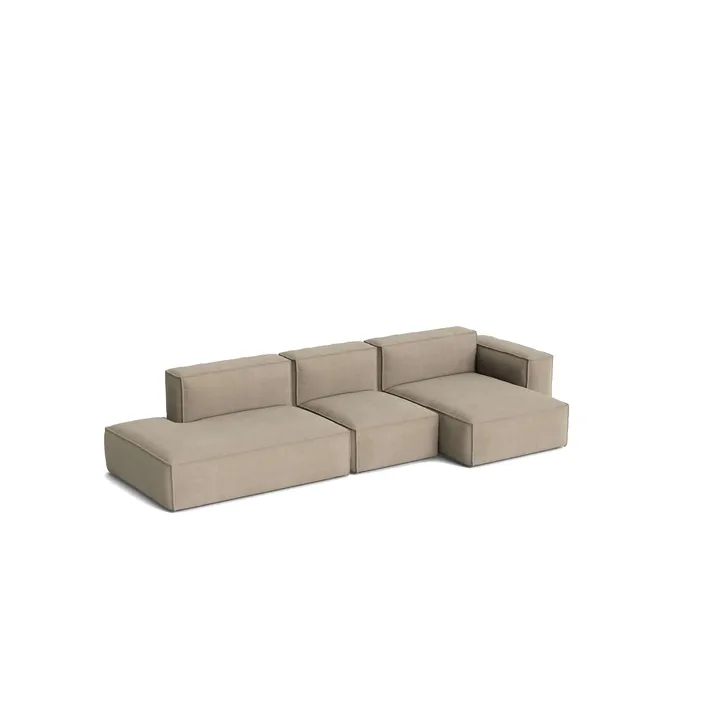 Mags Soft Low Armrest sofá 2,5 lugares combinação 3 - Linara bege, de lado direito, com capa amovível - HAY