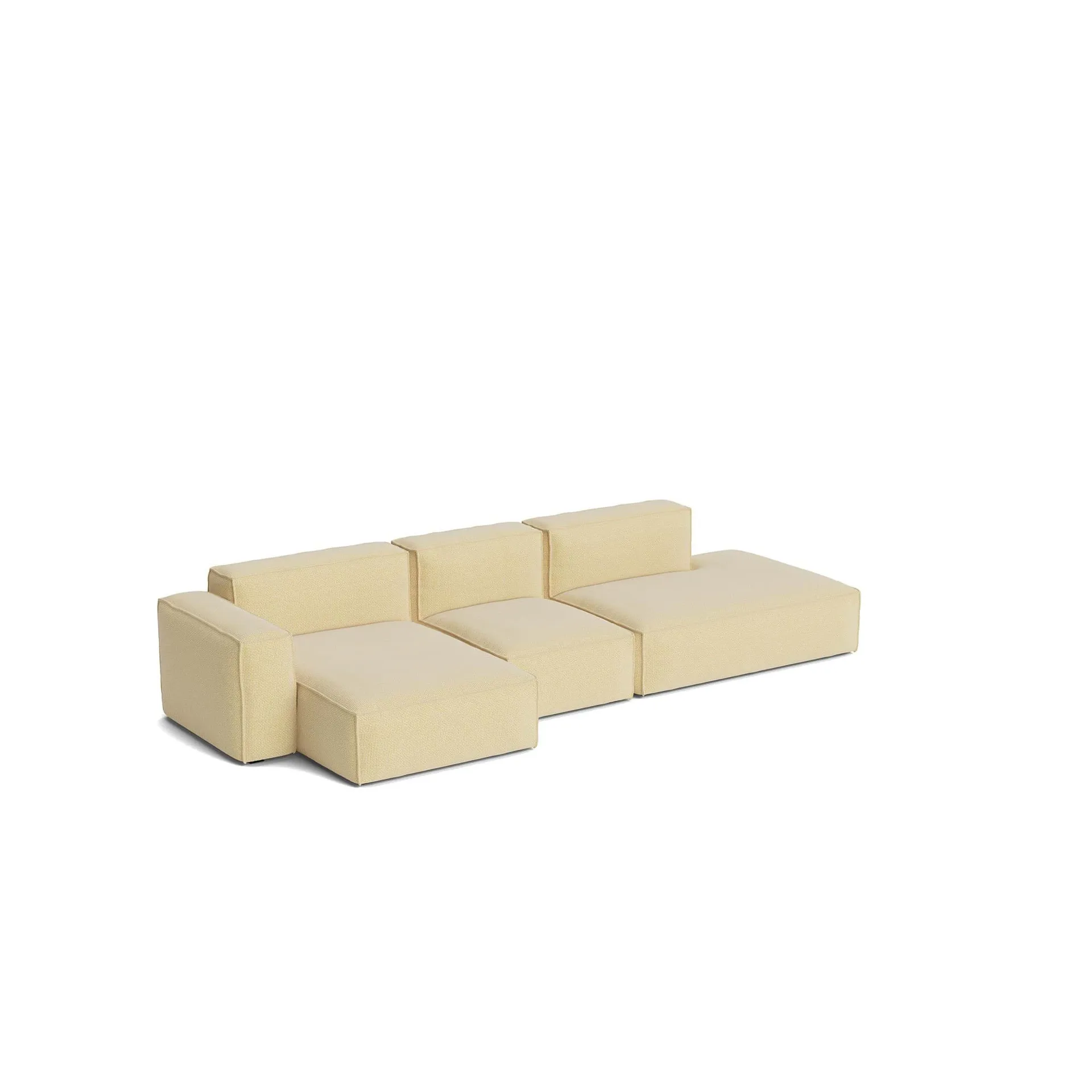Mags Soft Low Armrest sofá 2,5 lugares combinação 3, Tartaglia Ocre white, à esquerda, com revestimento removível HAY