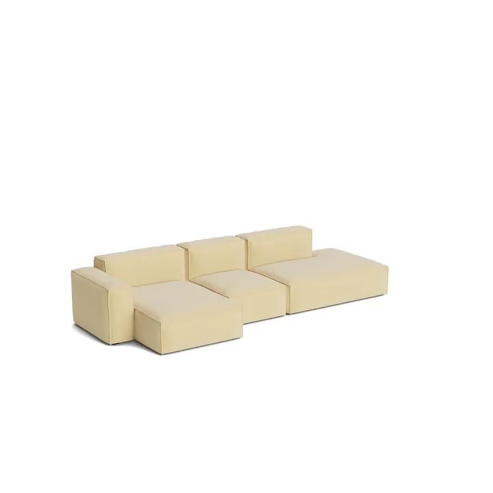 Mags Soft Low Armrest sofá 2,5 lugares combinação 3 - Tartaglia Ocre white, à esquerda, com revestimento removível - HAY